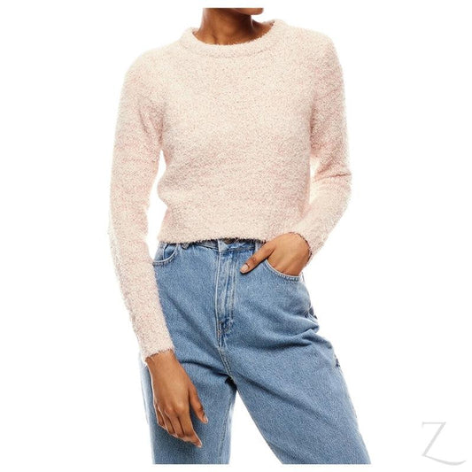 Buy-Ladies Cropped Woolly Sweater | Textured | "Ria"-Pink & White-S-Online-in South Africa-on Zalemart