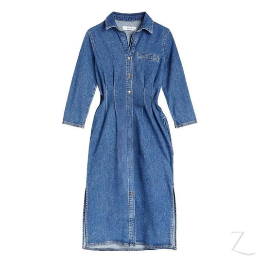 Buy-Ladies Denim Shirt Dress | No Belt | "Liwe"-Blue-S-Online-in South Africa-on Zalemart