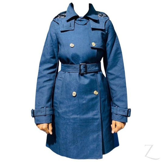 Buy-Ladies Double Breasted Hooded Trench Coat | Water Repellent | "Zia"-Navy Blue-XS-Online-in South Africa-on Zalemart