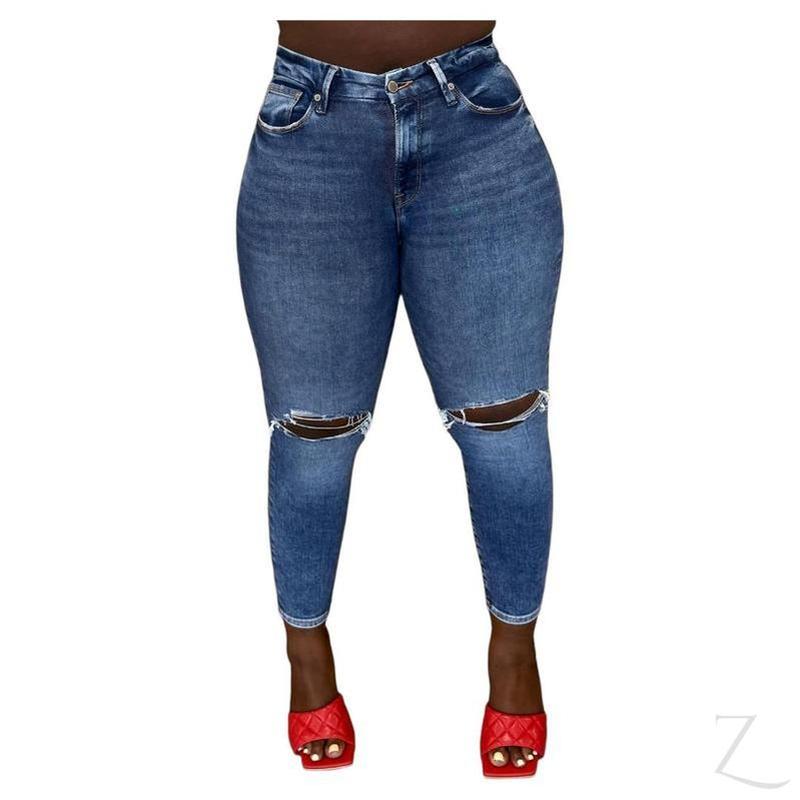Buy-Ladies Extra High Rise Super Skinny Super Stretchy Super Strong Denim Jeans | Ripped | "Melika" - A Grade-Blue-32-38-Online-in South Africa-on Zalemart