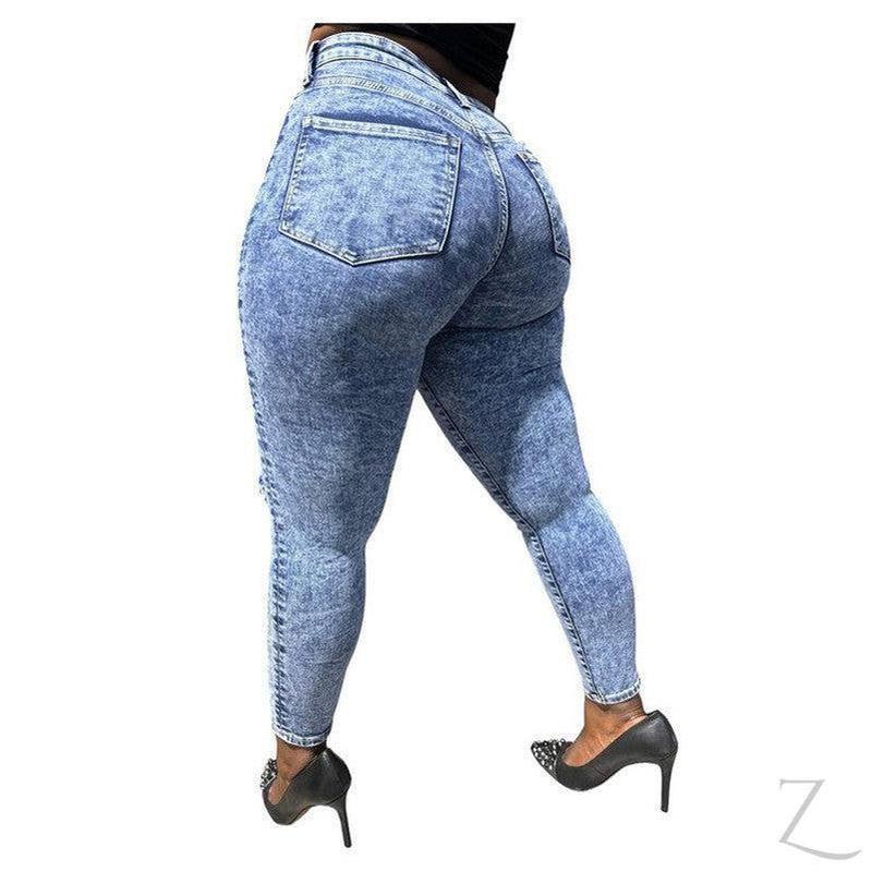 Buy-Ladies Extra High Rise Super Stretchy Super Skinny Super Strong Denim Jeans | Ripped | "Futhi" - B Grade-Online-in South Africa-on Zalemart