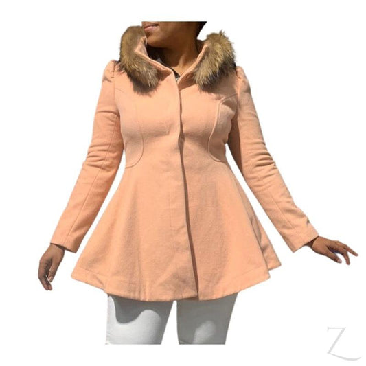 Buy-Ladies Faux Fur Hooded Coat | "Mbili"-Pink-S-Online-in South Africa-on Zalemart