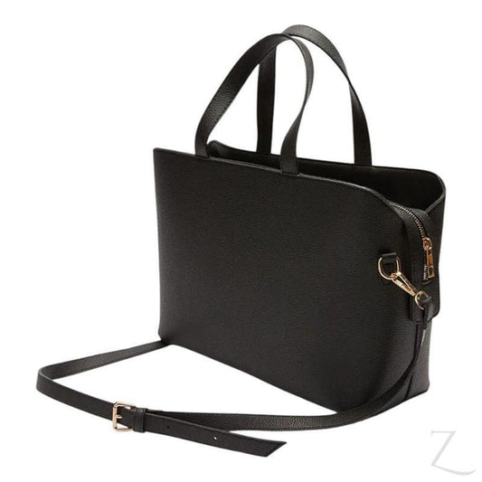 Buy-Ladies Faux Leather Crossbody Tote Bag | Adjustable Strap | "Kiki" - B Grade-Black-Online-in South Africa-on Zalemart