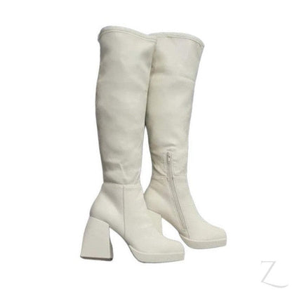 Buy-Ladies Faux Leather High Heel Boots | Thigh High | "Fele"-Cream Shire-4-Online-in South Africa-on Zalemart