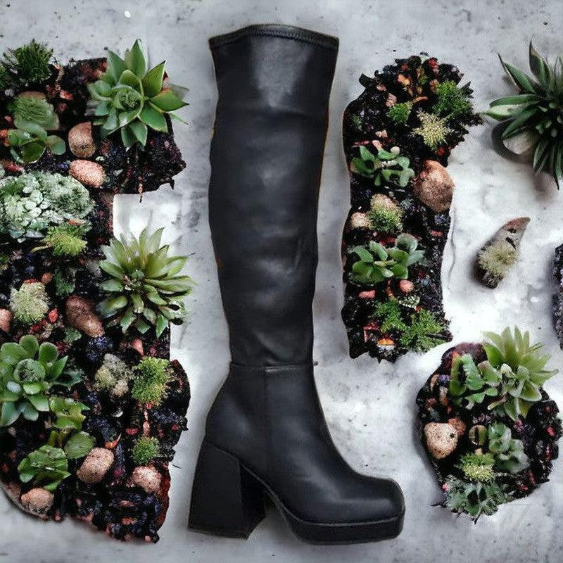 Buy-Ladies Faux Leather High Heel Boots | Thigh High | "Fele"-Online-in South Africa-on Zalemart