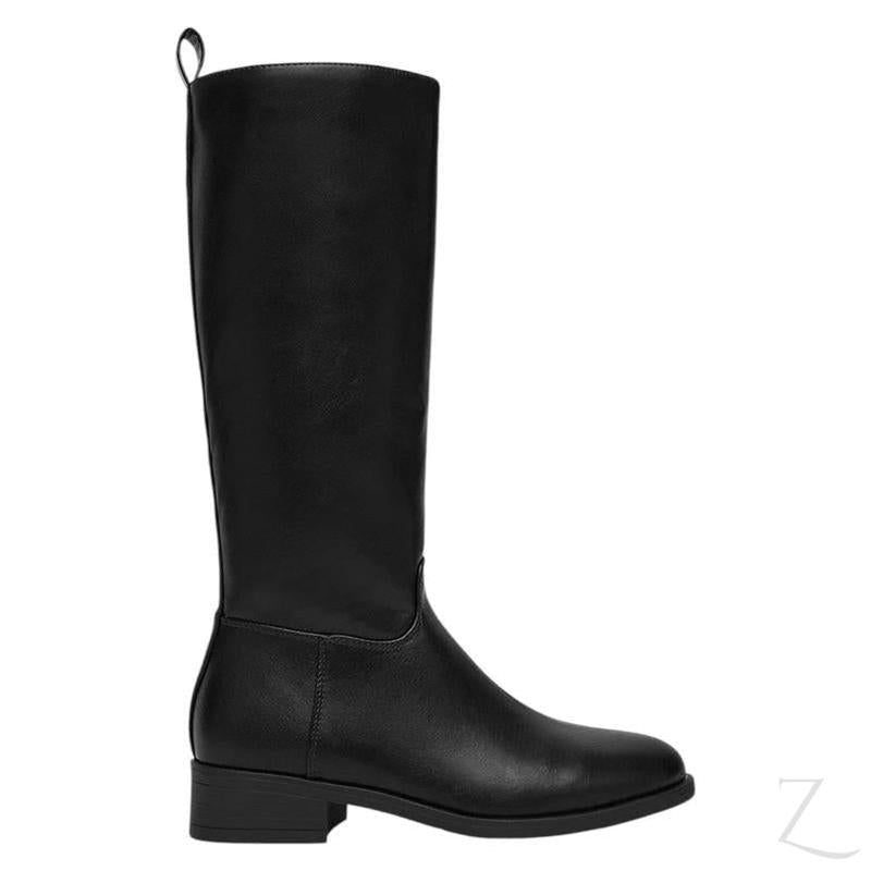 Buy-Ladies Flat Long Boots | Faux Leather | "Zola" - B Grade-Black-2.5-Online-in South Africa-on Zalemart