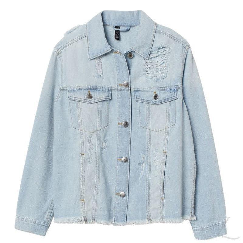 Buy-Ladies Heavily Distressed Denim Jacket | Ripped | "Futhi" - B Grade-Light Blue-XS-Online-in South Africa-on Zalemart