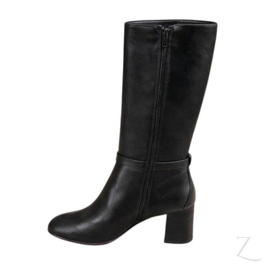 Buy-Ladies High Calf Block Heel Boots | Faux Leather | "Khanya" - A Grade-Black-5-Online-in South Africa-on Zalemart