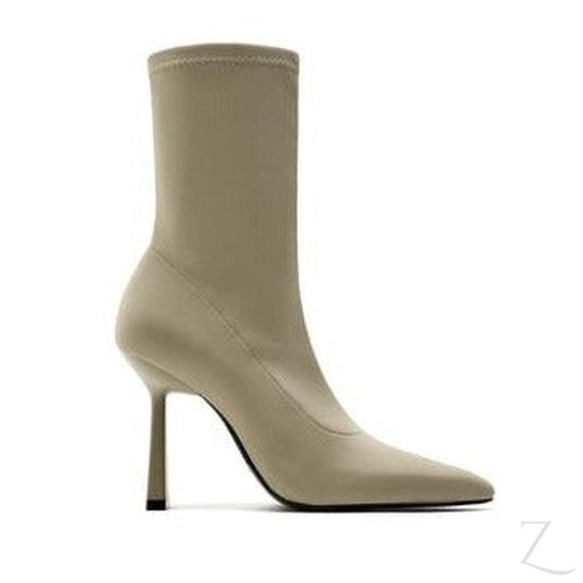 Buy-Ladies High Heel Stretchy Fabric Ankle Boots | "Zia"-Taupe Grey-4-Online-in South Africa-on Zalemart
