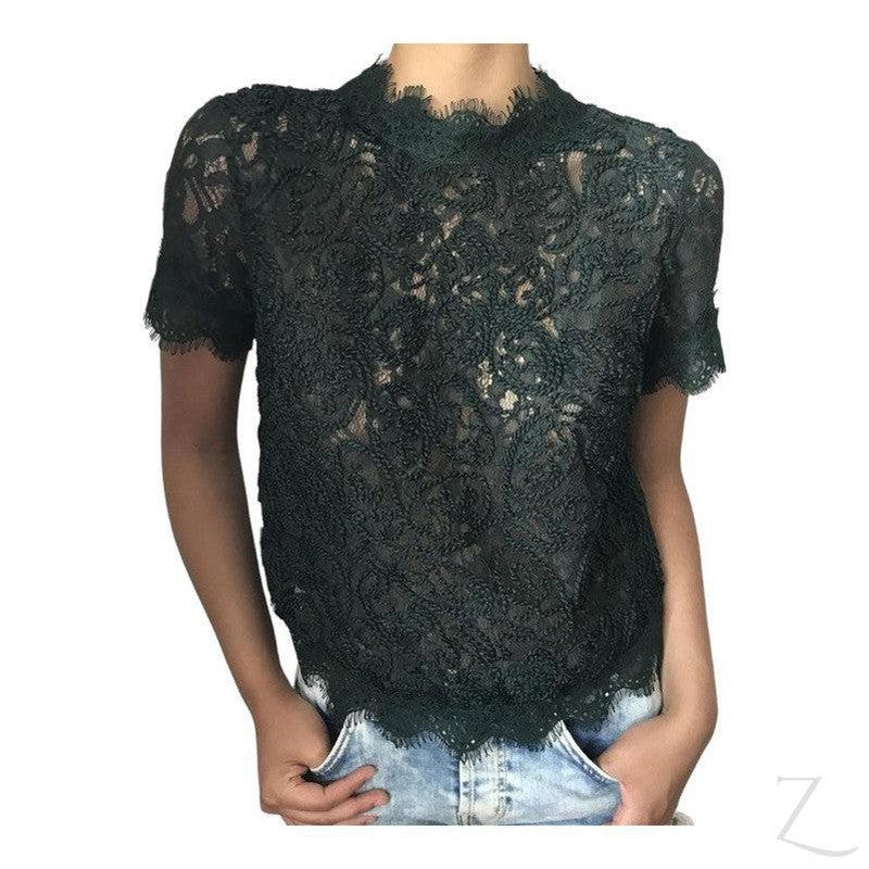 Buy-Ladies High Neck Lace Top | Short Sleeve | "Zia"-Online-in South Africa-on Zalemart