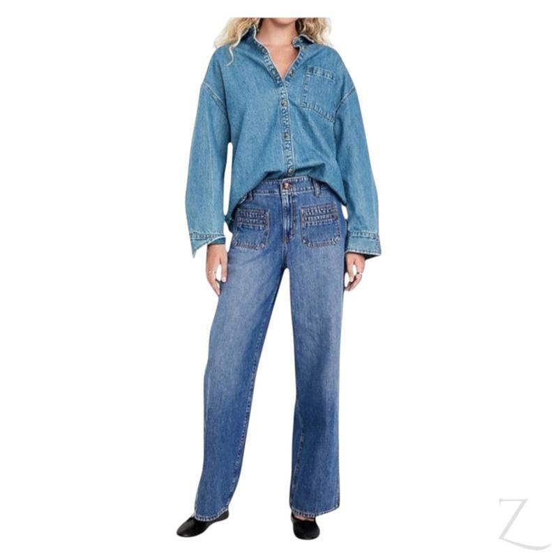 Buy-Ladies High Rise Strong Wide Leg Denim Jeans | Front Pockets | "Samina" - B Grade-Online-in South Africa-on Zalemart