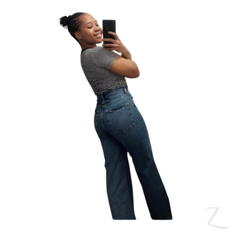 Buy-Ladies High Rise Strong Wide Leg Denim Jeans | Plain | "Futhi" - A Grade-Online-in South Africa-on Zalemart