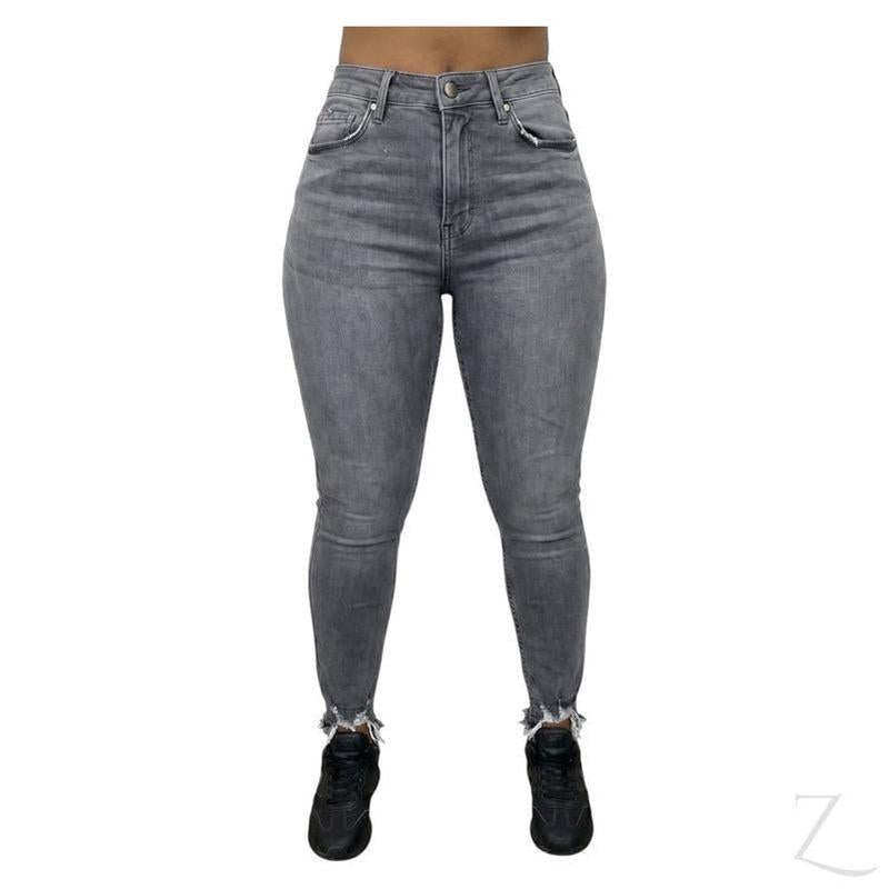 Buy-Ladies High Rise Super Skinny Super Stretchy Strong Denim Jeans | Raw Hem | "Lula" - B Grade-Grey-30-Online-in South Africa-on Zalemart