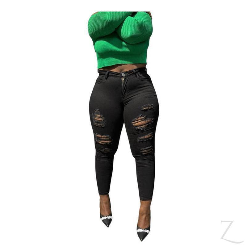 Buy-Ladies High Rise Super Skinny Super Stretchy Strong Denim Jeans | Ripped | "Ravi"-Online-in South Africa-on Zalemart