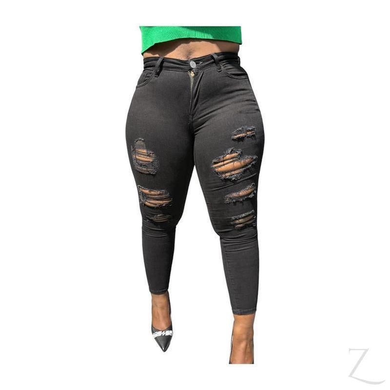 Buy-Ladies High Rise Super Skinny Super Stretchy Strong Denim Jeans | Ripped | "Ravi"-Online-in South Africa-on Zalemart