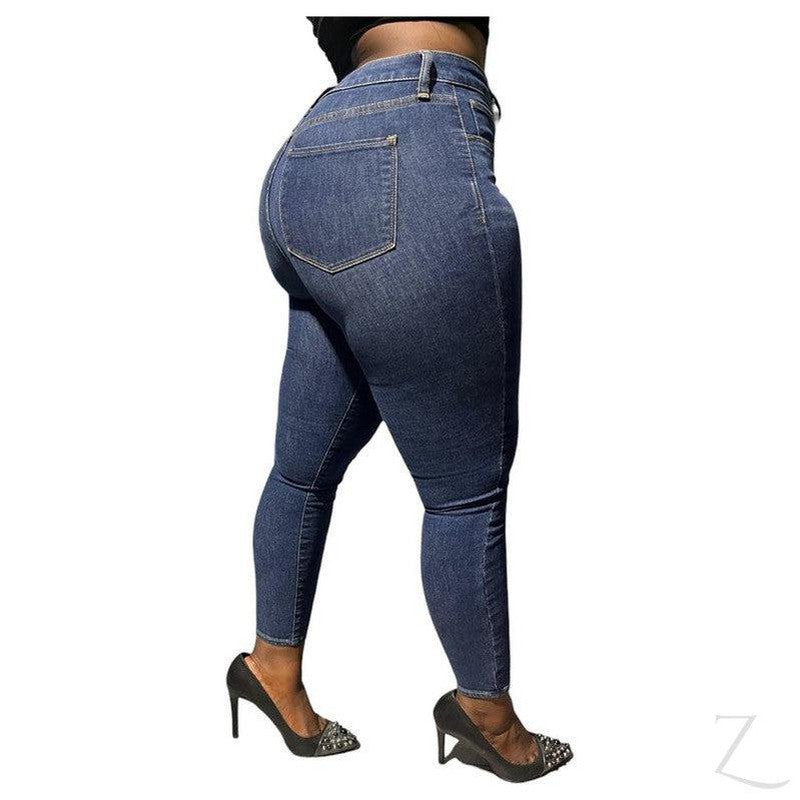 Buy-Ladies High Rise Super Skinny Super Strong Stretchy Denim Jeans | Plain | "Bobo"-Online-in South Africa-on Zalemart