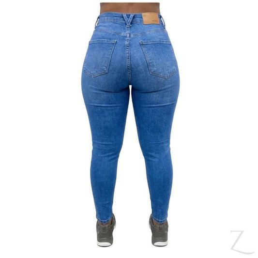 Buy-Ladies High Rise Super Skinny Super Strong Stretchy Denim Jeans | Plain | "Nisa" - A Grade-Online-in South Africa-on Zalemart