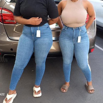 Buy-Ladies High Rise Super Skinny Super Strong Stretchy Denim Jeans | Plain | "Nisa" - A Grade-Online-in South Africa-on Zalemart