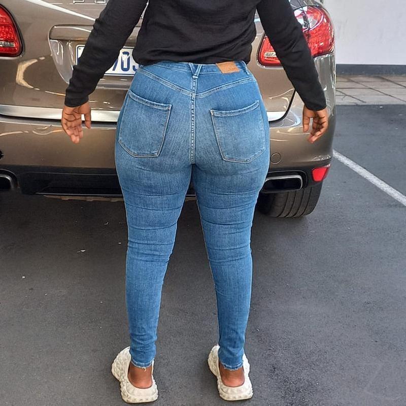Buy-Ladies High Rise Super Skinny Super Strong Stretchy Denim Jeans | Plain | "Nisa" - A Grade-Online-in South Africa-on Zalemart
