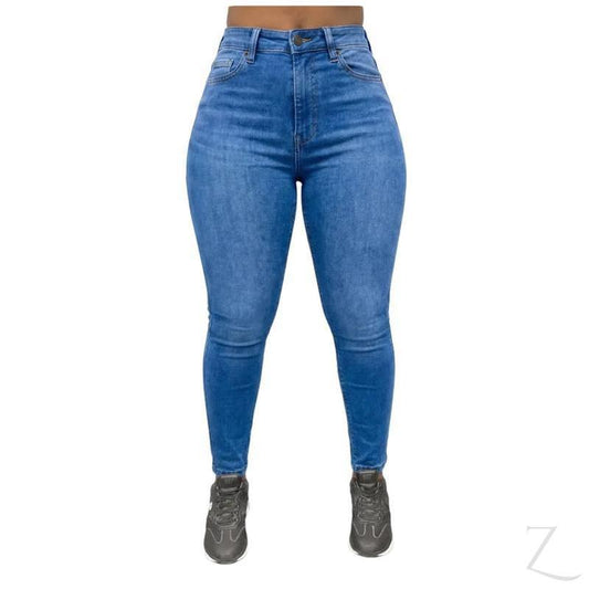 Buy-Ladies High Rise Super Skinny Super Strong Stretchy Denim Jeans | Plain | "Nisa" - B Grade-Blue-30-Online-in South Africa-on Zalemart