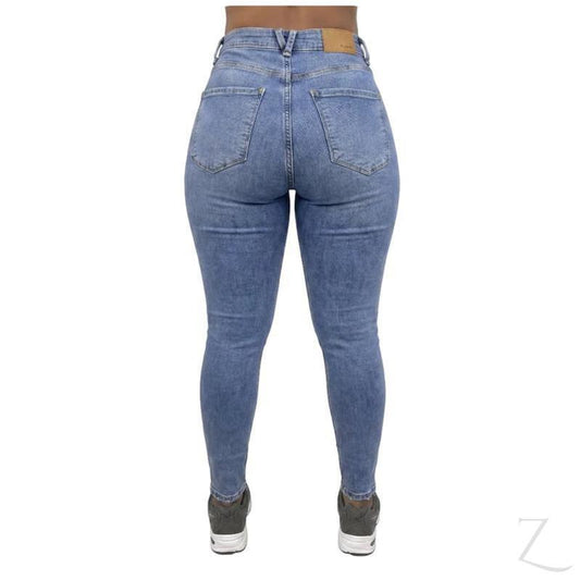 Buy-Ladies High Rise Super Skinny Super Strong Stretchy Denim Jeans | Ripped | "Nisa" - A Grade-Online-in South Africa-on Zalemart