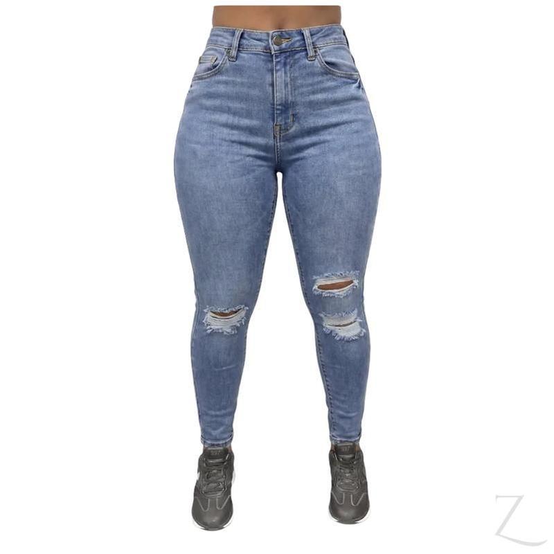 Buy-Ladies High Rise Super Skinny Super Strong Stretchy Denim Jeans | Ripped | "Nisa"-A Grade-Online-in South Africa-on Zalemart
