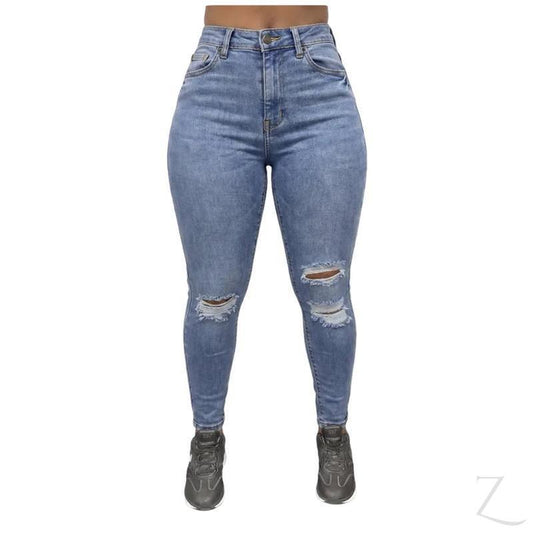 Buy-Ladies High Rise Super Skinny Super Strong Stretchy Denim Jeans | Ripped | "Nisa"-A Grade-Online-in South Africa-on Zalemart