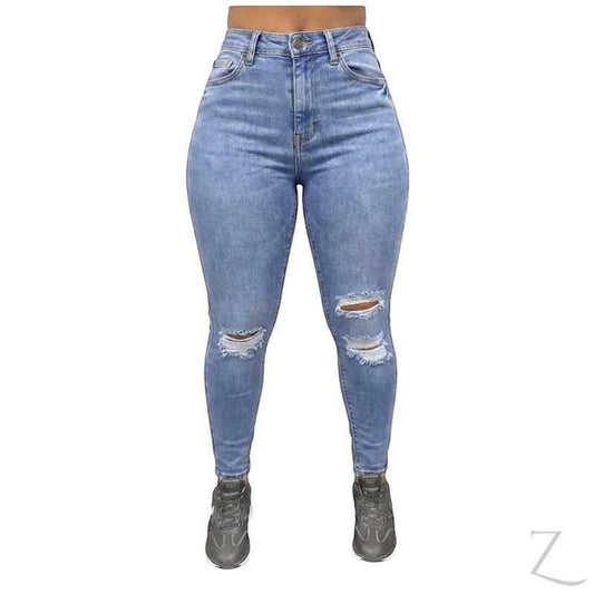 Buy-Ladies High Rise Super Skinny Super Strong Stretchy Denim Jeans | Ripped | "Nisa"-A Grade-Online-in South Africa-on Zalemart