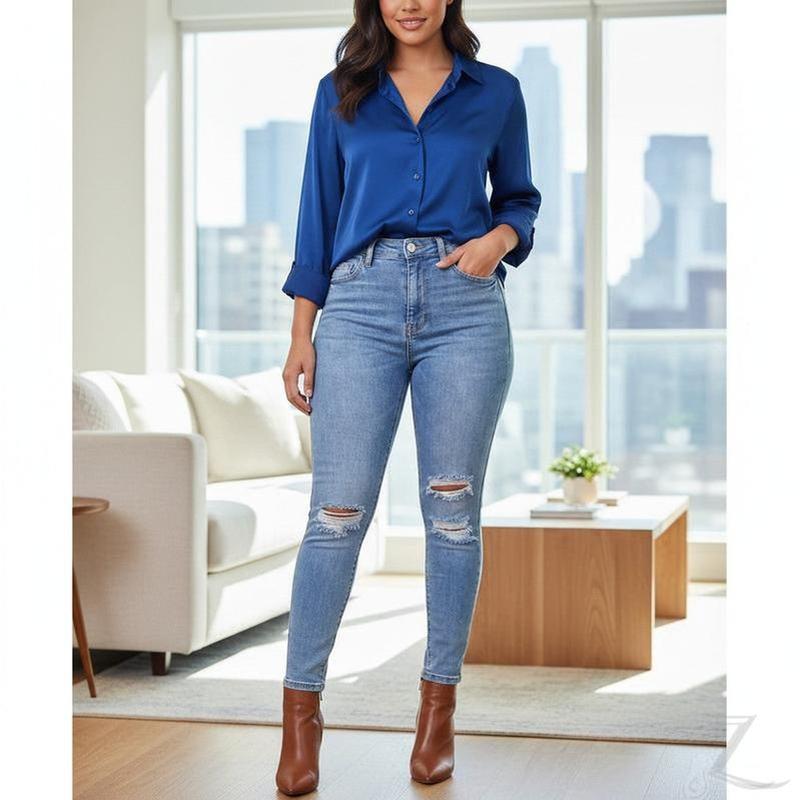 Buy-Ladies High Rise Super Skinny Super Strong Stretchy Denim Jeans | Ripped | "Nisa" - B Grade-Online-in South Africa-on Zalemart