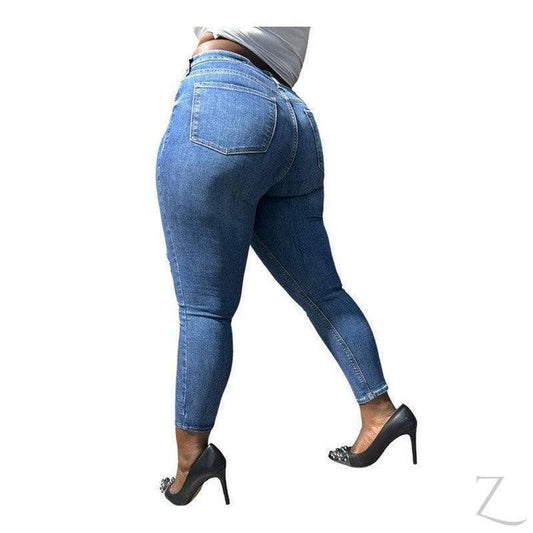 Buy-Ladies High Rise Super Skinny Super Strong Stretchy Denim Jeans | Ripped | "Samina" - B Grade-Online-in South Africa-on Zalemart