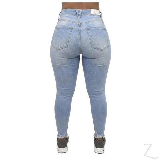 Buy-Ladies High Rise Super Skinny Super Strong Stretchy Ripped Denim Jeans | Raw Hem | "Nisa" - B Grade-Online-in South Africa-on Zalemart