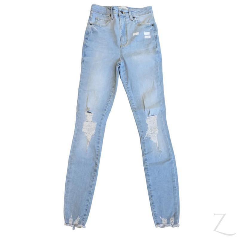 Buy-Ladies High Rise Super Skinny Super Strong Stretchy Ripped Denim Jeans | Raw Hem | "Nisa" - B Grade-Online-in South Africa-on Zalemart