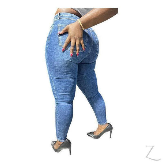 Buy-Ladies High Rise Super Stretchy Super Skinny Super Strong Denim Jeans | Plain | "Fele" - B Grade-Online-in South Africa-on Zalemart