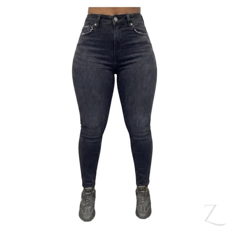 Buy-Ladies High Rise Super Stretchy Super Skinny Super Strong Denim Jeans | Plain | "Mafu" - B Grade-Acid Black-22-Online-in South Africa-on Zalemart