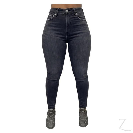 Buy-Ladies High Rise Super Stretchy Super Skinny Super Strong Denim Jeans | Plain | "Mafu" - B Grade-Acid Black-22-Online-in South Africa-on Zalemart