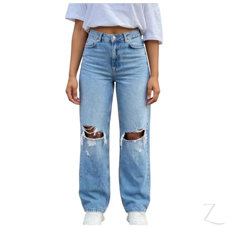 Buy-Ladies High Rise Super Strong 90s Fit Baggy Jeans | Ripped | "Bula" - B Grade-Light Blue-26-Regular-Online-in South Africa-on Zalemart