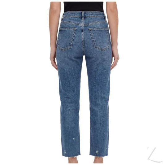 Buy-Ladies High Rise Super Strong Straight Leg Ripped Jeans | Cropped | "Zia" - A Grade-Online-in South Africa-on Zalemart