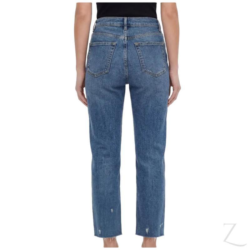 Buy-Ladies High Rise Super Strong Straight Leg Ripped Jeans | Cropped | "Zia" - B Grade-Online-in South Africa-on Zalemart