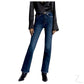 Buy-Ladies High Rise Super Strong Stretchy Flared Denim Jeans | Plain | "Zia"-Navy Blue-26-Online-in South Africa-on Zalemart