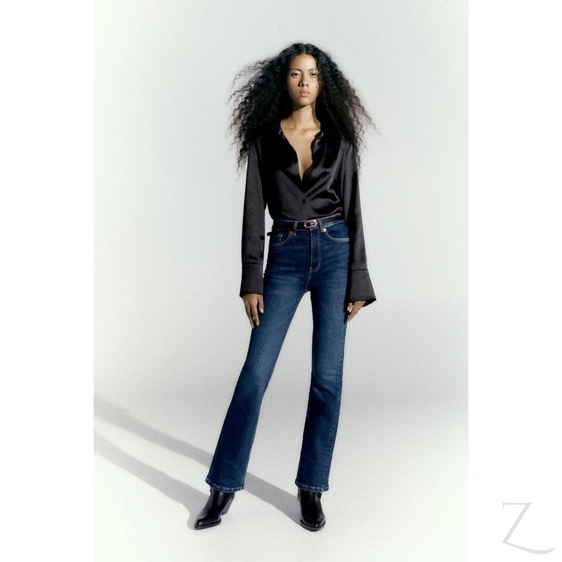 Buy-Ladies High Rise Super Strong Stretchy Flared Denim Jeans | Plain | "Zia"-Online-in South Africa-on Zalemart