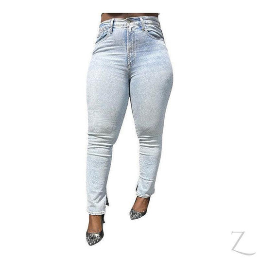 Buy-Ladies High Rise Super Strong Stretchy Vintage Slim Denim Jeans | Slit Hem | "Bobo"-B Grade (Small Rejects)-Online-in South Africa-on Zalemart