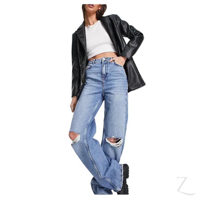 Buy-Ladies High Rise Super Strong Wide Leg Dad Jeans | Ripped | "Bula" - A Grade-Online-in South Africa-on Zalemart