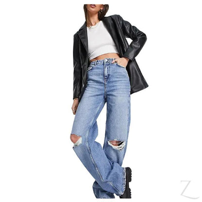 Buy-Ladies High Rise Super Strong Wide Leg Dad Jeans | Ripped | "Bula" - A Grade-Online-in South Africa-on Zalemart