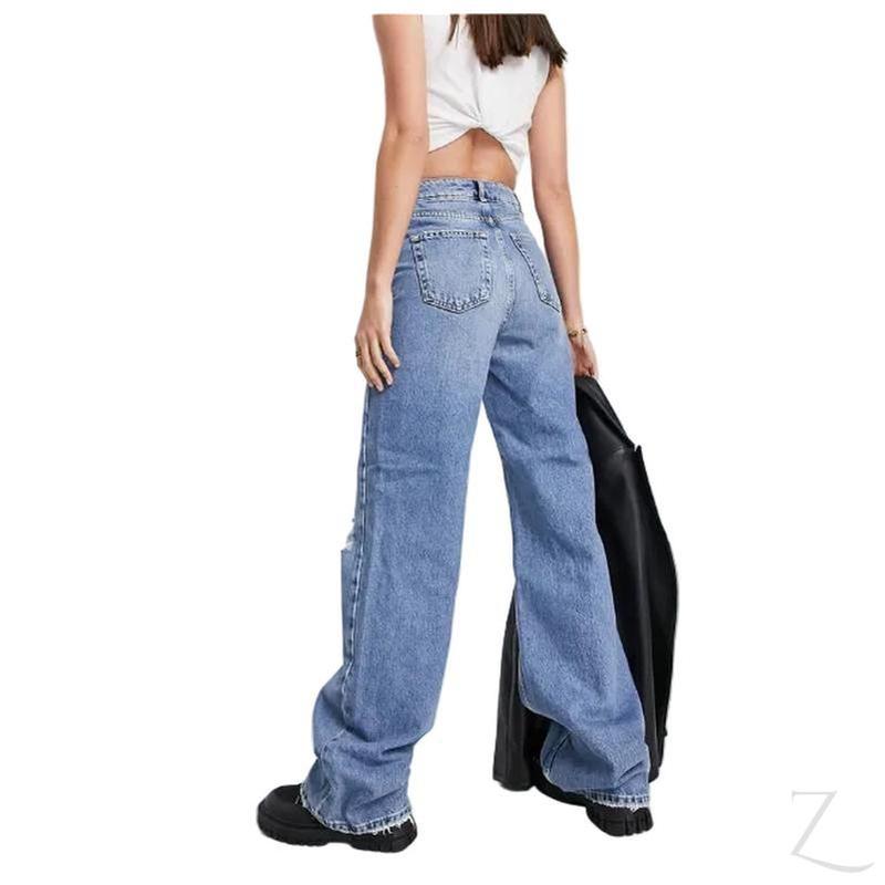 Buy-Ladies High Rise Super Strong Wide Leg Dad Jeans | Ripped | "Bula" - A Grade-Online-in South Africa-on Zalemart