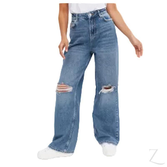 Buy-Ladies High Rise Super Strong Wide Leg Dad Jeans | Ripped | "Bula" - B Grade-Blue-26-Regular-Online-in South Africa-on Zalemart