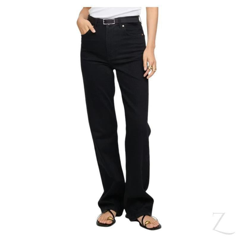 Buy-Ladies High Rise Super Strong Wide Leg Denim Jeans | Plain | "Wasi" - B Grade-Black-22-Regular-Online-in South Africa-on Zalemart