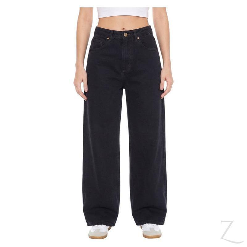 Buy-Ladies High Rise Super Strong Wide-Leg Denim Jeans | Plain | "Zia" - B Grade-Black-24-Online-in South Africa-on Zalemart