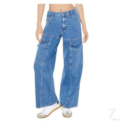 Buy-Ladies High Rise Wide Leg Baggy Jeans | Cargo | "Fele" - B Grade-Blue-24-Online-in South Africa-on Zalemart