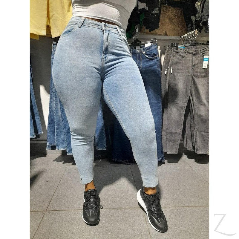 Buy-Ladies High Waist Stretchy Strong Skinny Jeans | Slit Hem | "Ibhuku"-Online-in South Africa-on Zalemart