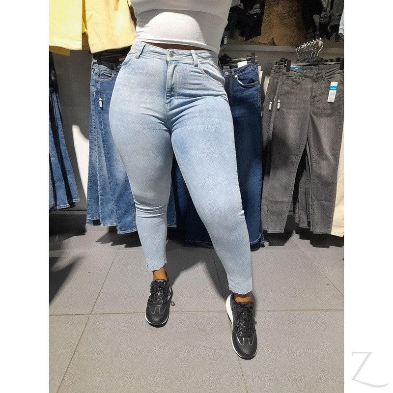 Buy-Ladies High Waist Stretchy Strong Skinny Jeans | Slit Hem | "Ibhuku"-Online-in South Africa-on Zalemart